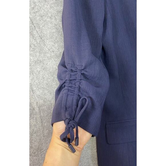 Loft Jacket Womens Size 14 Navy Open Front Cinched Sleeve W/ Tie Career - Picture 8 of 16